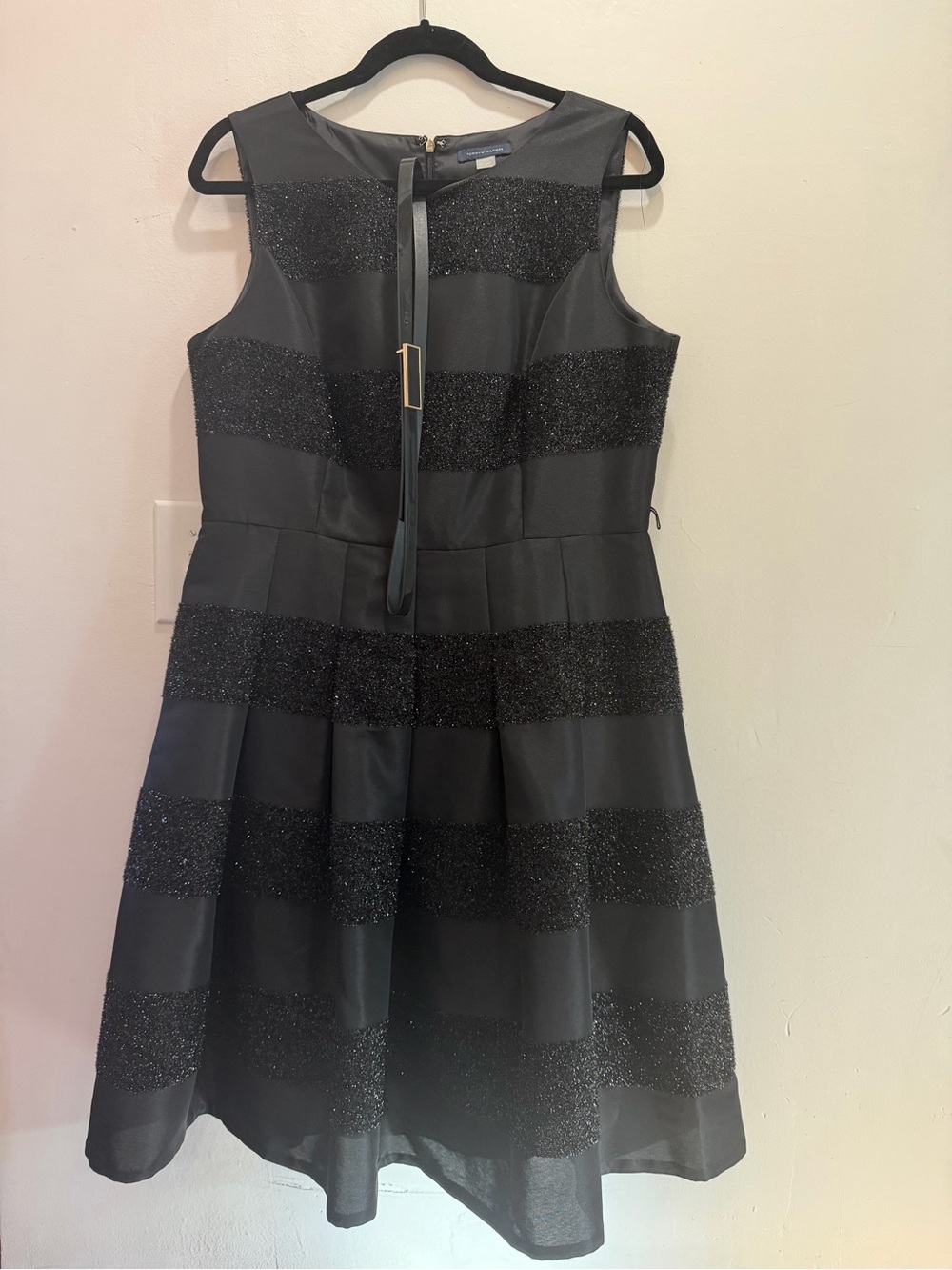 Black Sparkle Stripe Party Dress